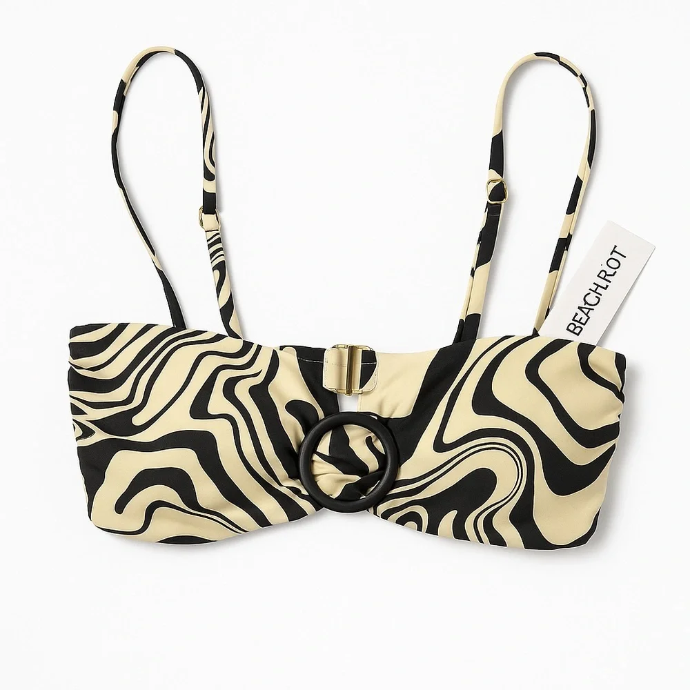 Beach Riot Neutral Swirl Ring Bikini Top XS NWT